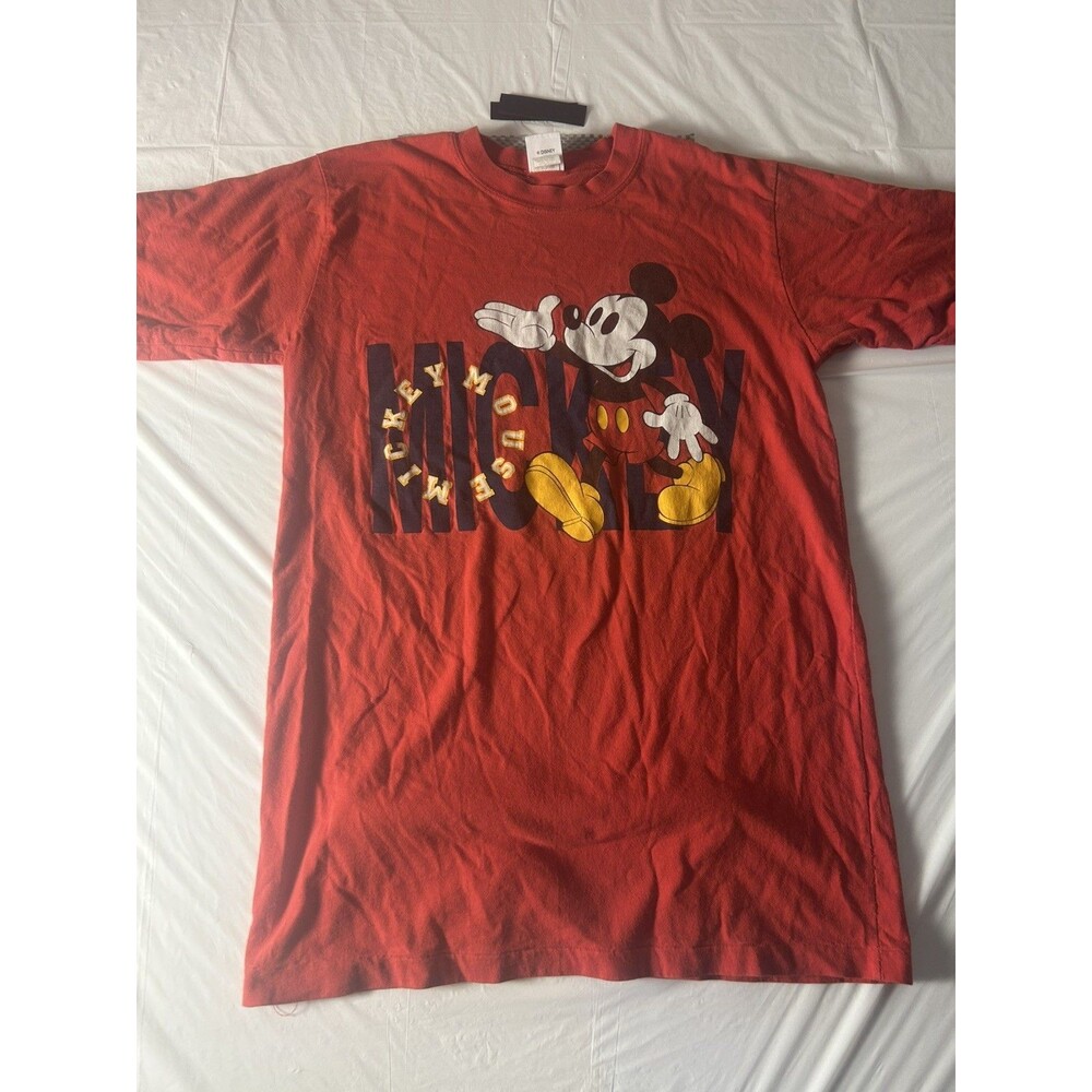 Vintage 90s Mickey Mouse T Shirt Disney Wear Made USA Single Stitch Red Large